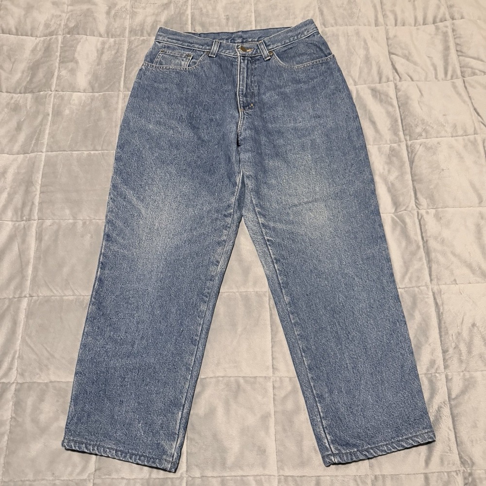 L.L. Bean Womens Flannel Lined Blue Denim Jeans Size 10 Orginal Relaxed Fit